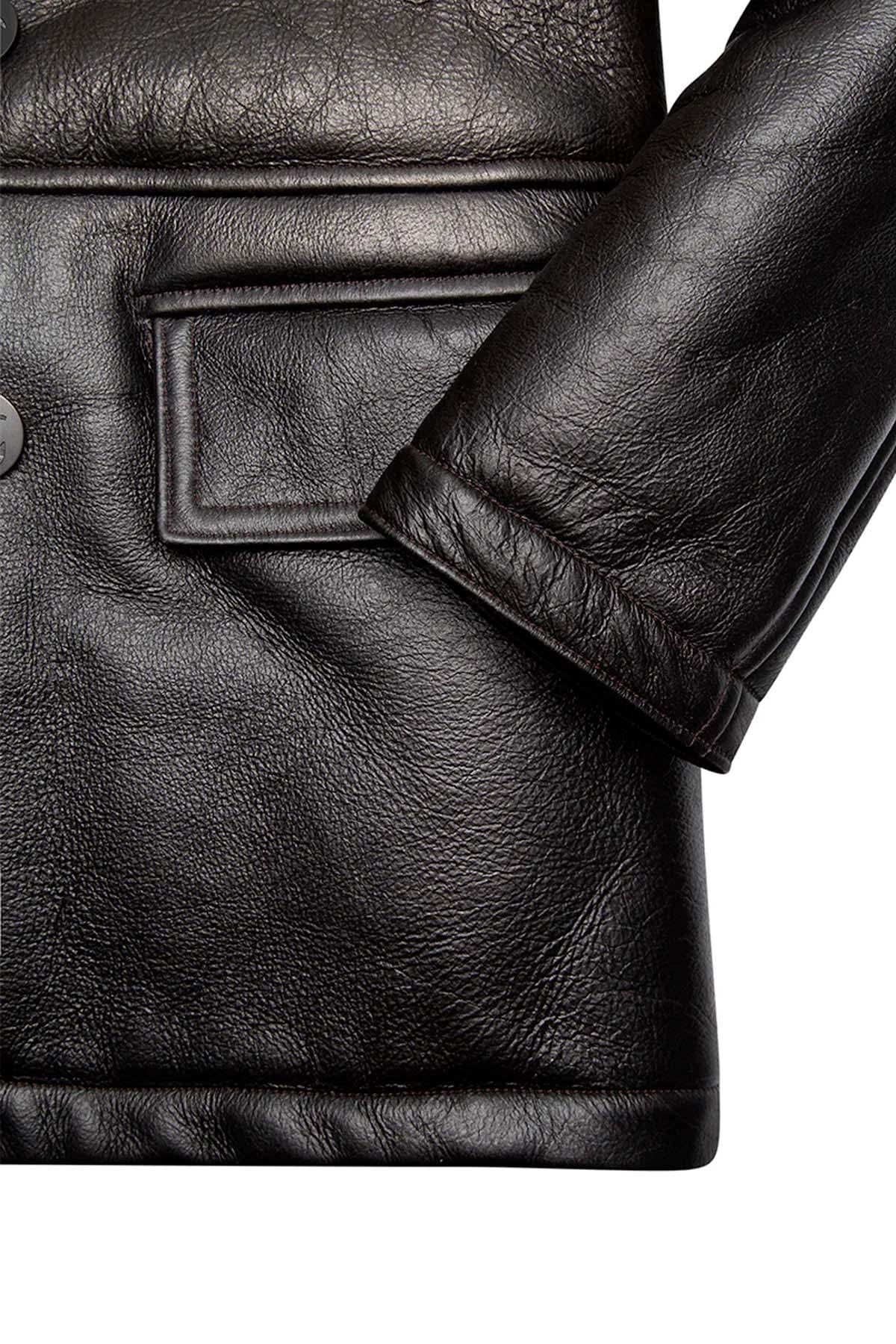 Brown shearling coat Made in USA - Image n°7