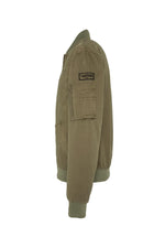 Bomber jacket with MA-1 type badge in khaki washed cotton - Image n°5