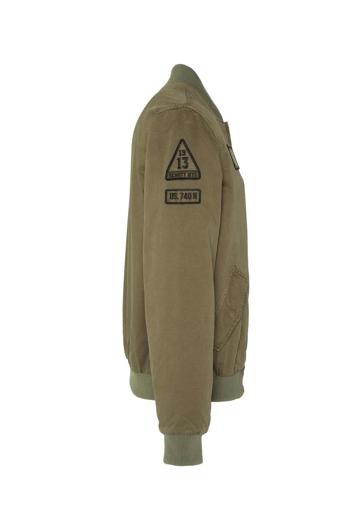 Bomber jacket with MA-1 type badge in khaki washed cotton - Image n°4