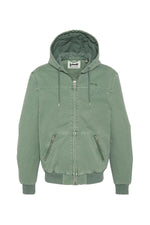 Smoke green canvas hooded jacket - Image n°5