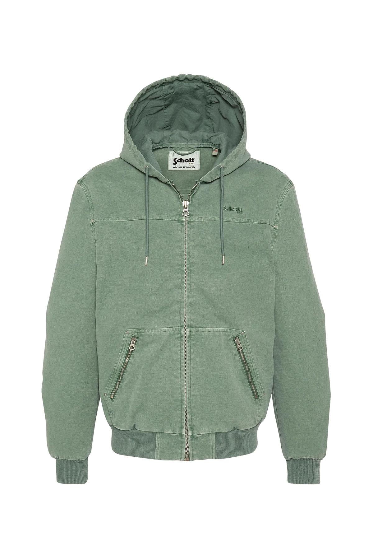 Smoke green canvas hooded jacket - Image n°5