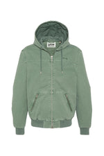 Smoke green canvas hooded jacket - Image n°5