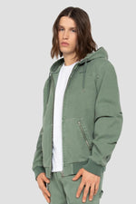 Smoke green canvas hooded jacket - Image n°3