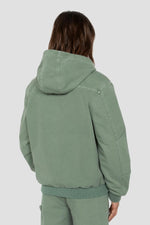 Smoke green canvas hooded jacket - Image n°2