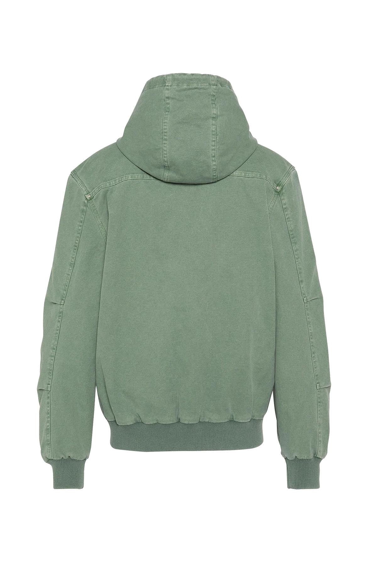 Smoke green canvas hooded jacket - Image n°6
