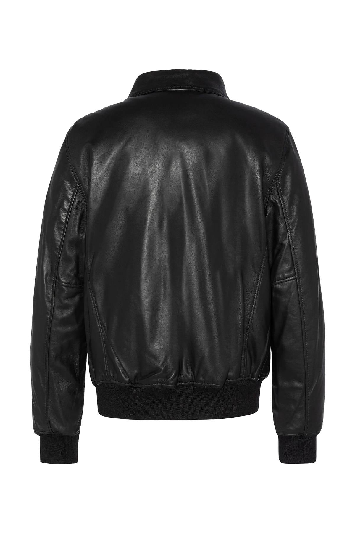 CWU black leather jacket with removable Velcro logo - Image n°8