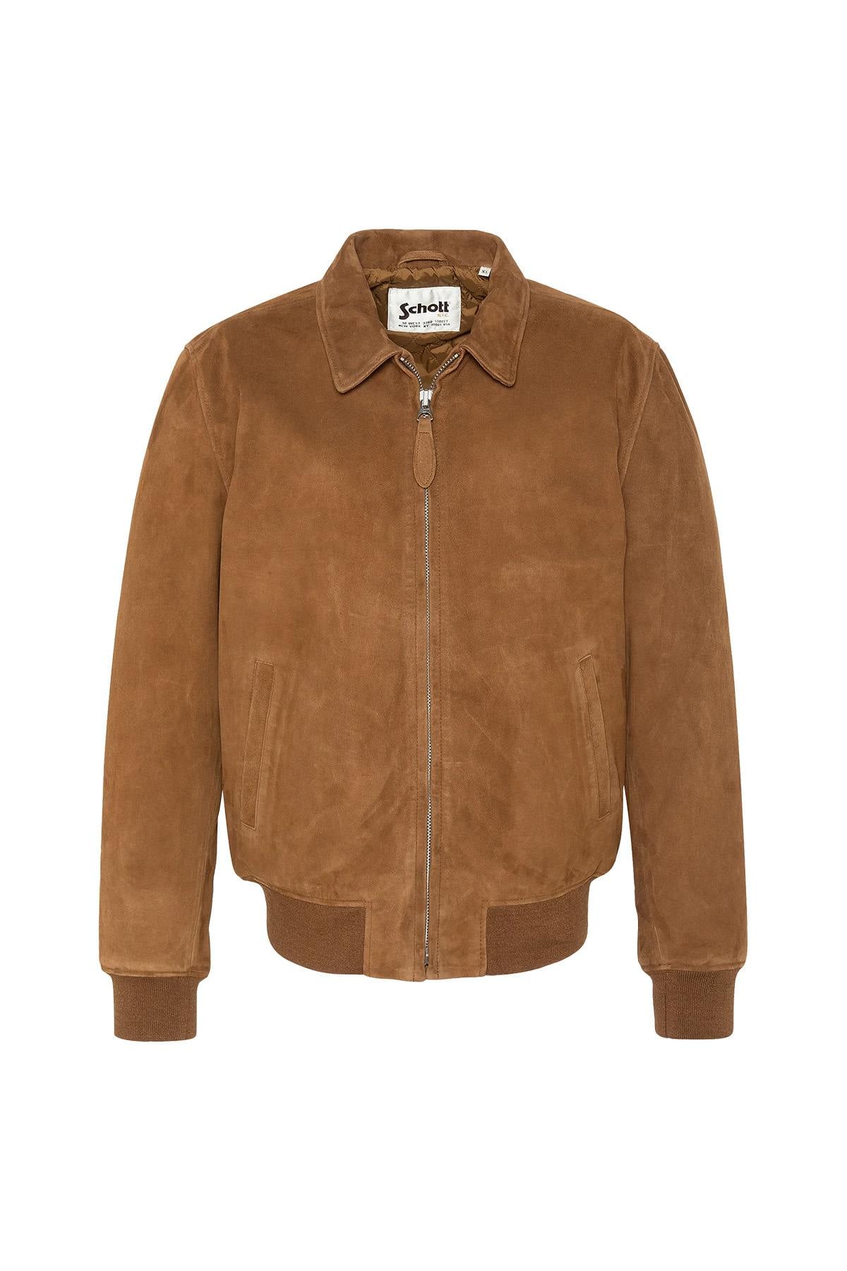 Rust-colored suede leather shirt-collar jacket - Image n°7