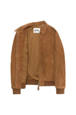 Rust-colored suede leather shirt-collar jacket - Image n°9