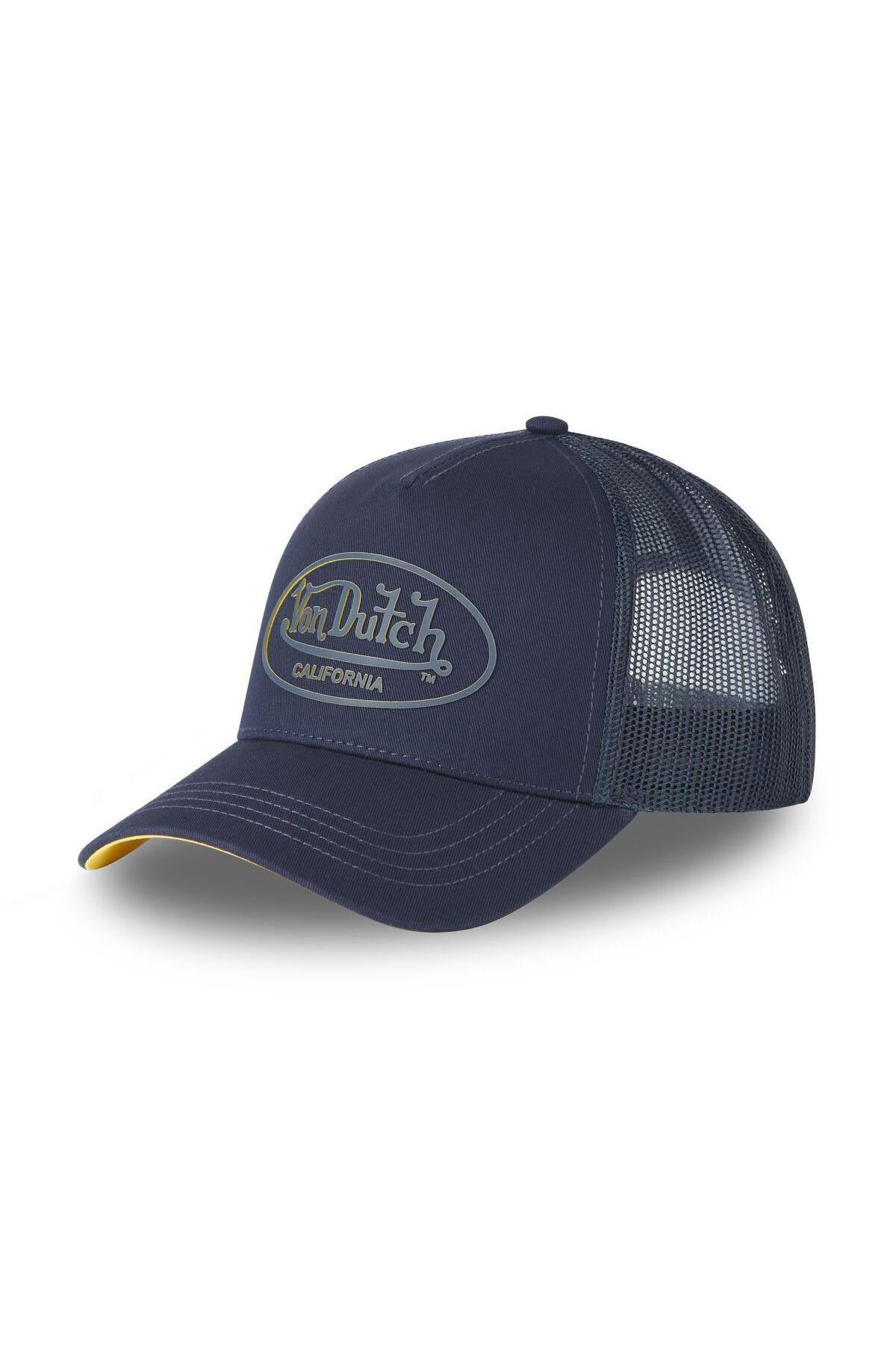 navy blue and yellow mesh cap - Image n°1