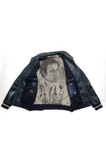 Jacky Ickx navy blue leather jacket with shirt collar - Image n°6
