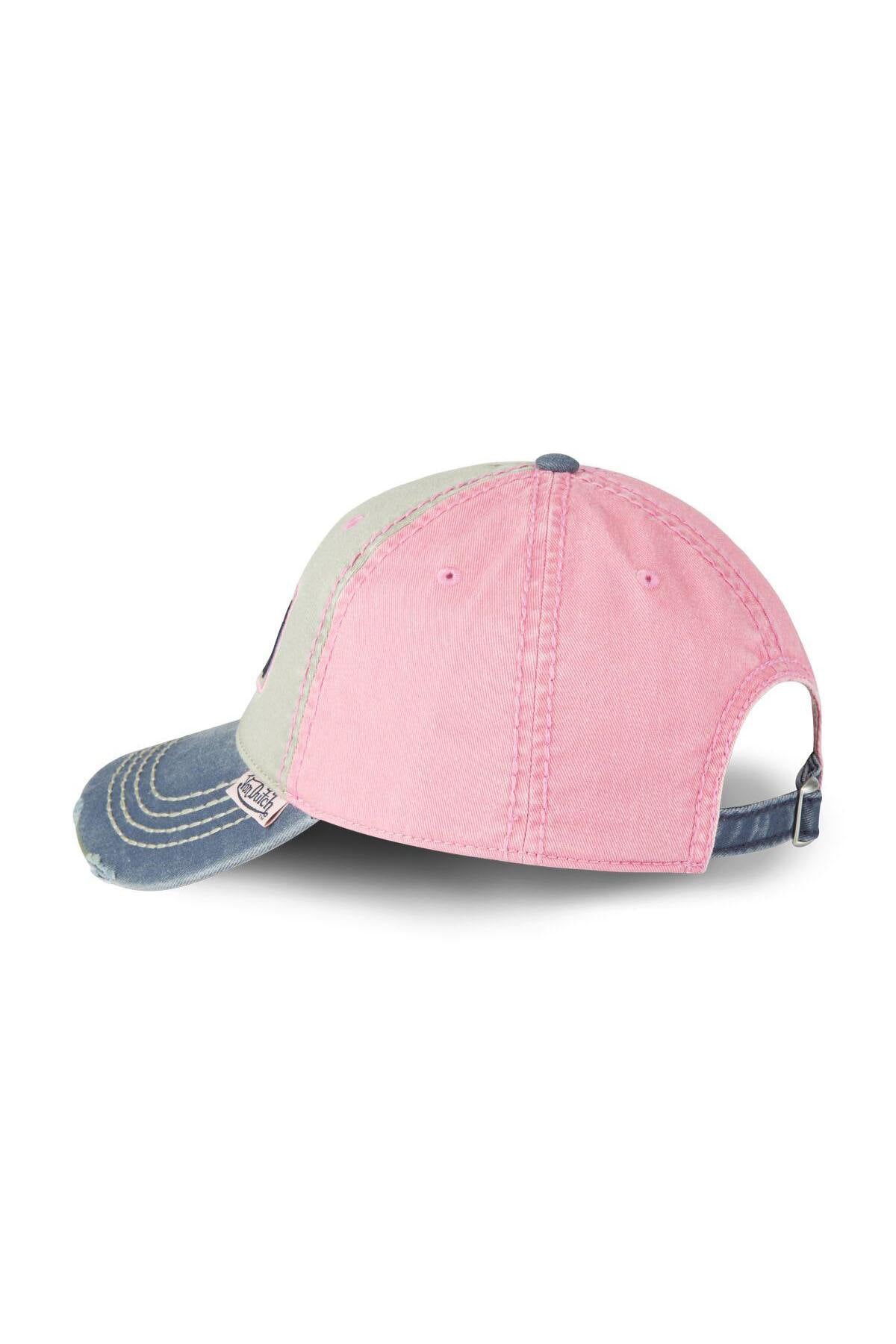 Grey, blue and pink distressed-effect cap - Image n°2