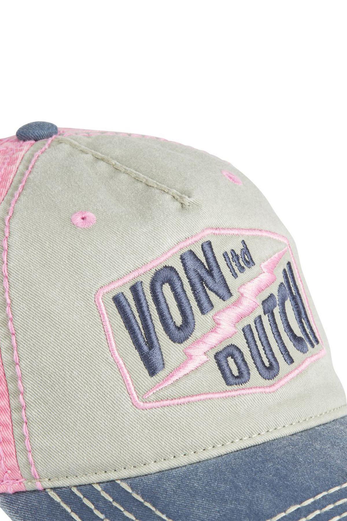 Grey, blue and pink distressed-effect cap - Image n°3