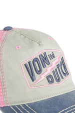 Grey, blue and pink distressed-effect cap - Image n°3