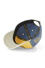 Grey, yellow and blue embroidered cap with a distressed effect - Image n°5