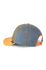 Embroidered cap in orange, khaki and blue with a distressed effect - Image n°2