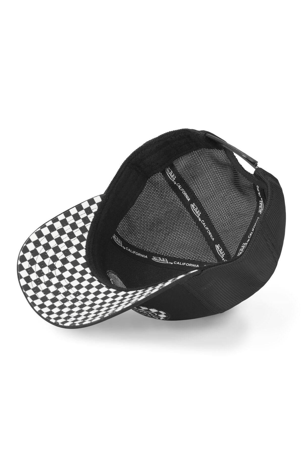Black cap with logo badge and checkered pattern visor - Image n°5