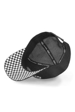 Black cap with logo badge and checkered pattern visor - Image n°5