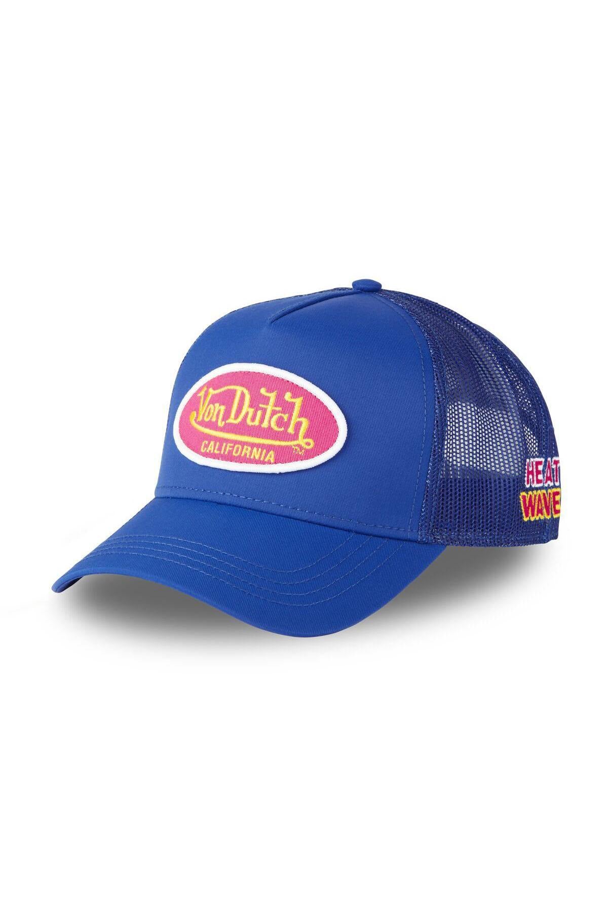 Blue mesh cap with red badge logo - Image n°1