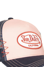 Pink and blue denim cap with a distressed effect - Image n°3