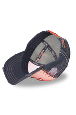 Pink and blue denim cap with a distressed effect - Image n°5
