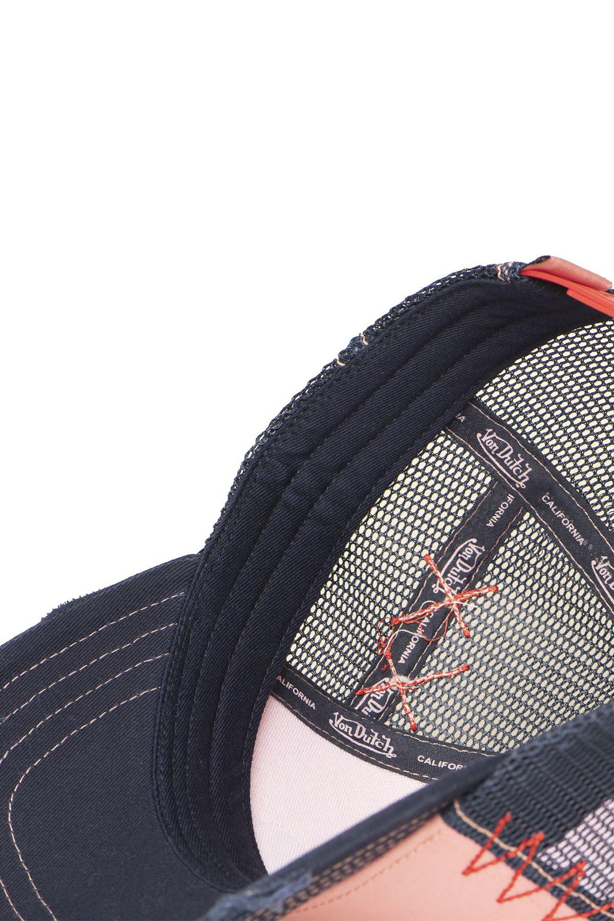 Pink and blue denim cap with a distressed effect - Image n°6