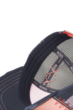 Pink and blue denim cap with a distressed effect - Image n°6