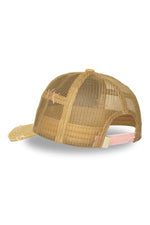 Yellow mesh cap with a distressed effect - Image n°2