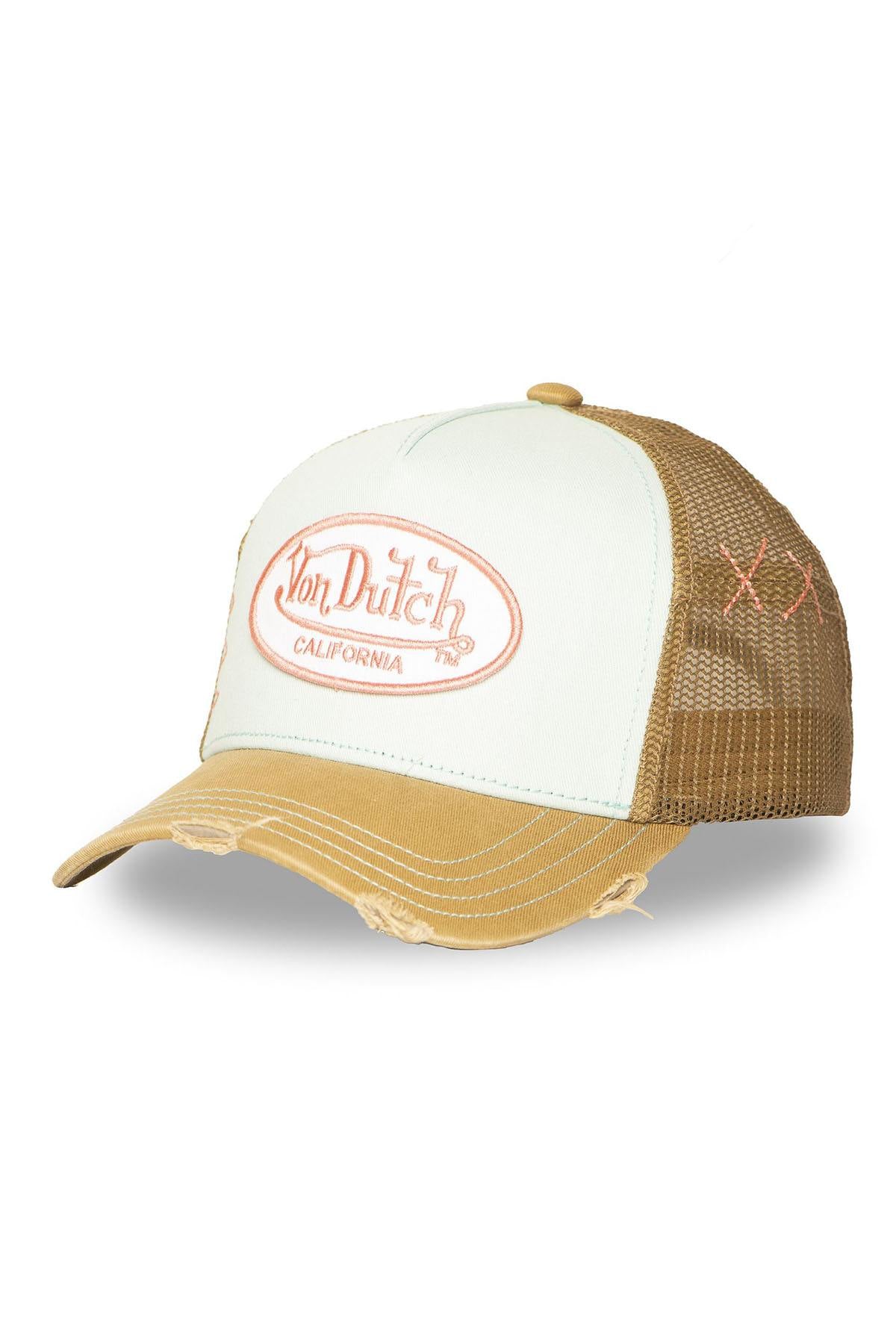 Yellow mesh cap with a distressed effect - Image n°1