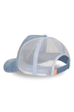 Blue velvet trucker cap with logo badge - Image n°2