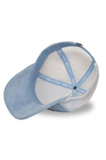 Blue velvet trucker cap with logo badge - Image n°5