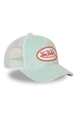 Turquoise velvet trucker cap with logo badge - Image n°6