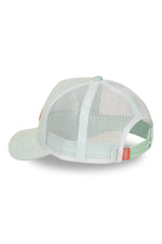 Turquoise velvet trucker cap with logo badge - Image n°2