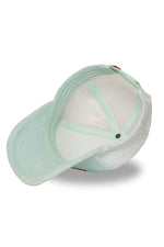 Turquoise velvet trucker cap with logo badge - Image n°5