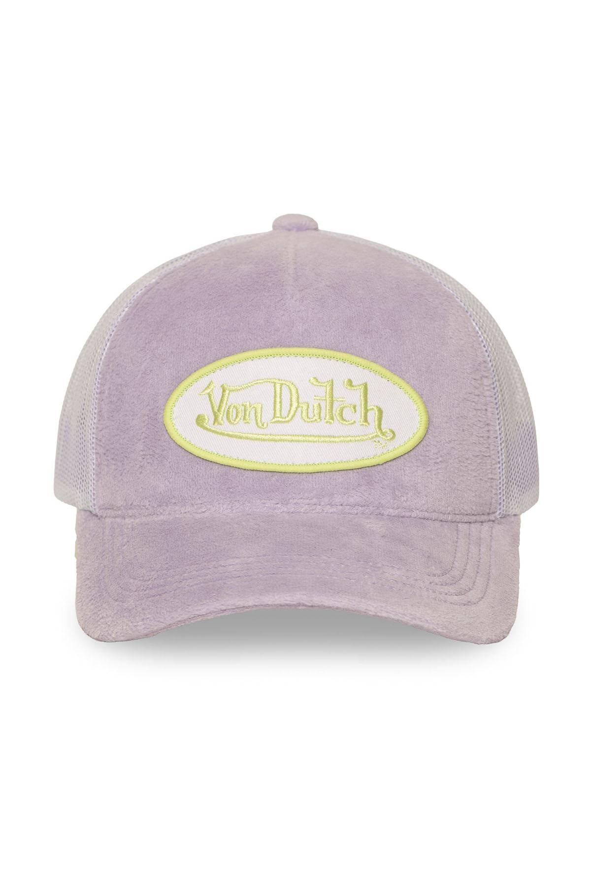 Purple velvet trucker cap with logo badge - Image n°4