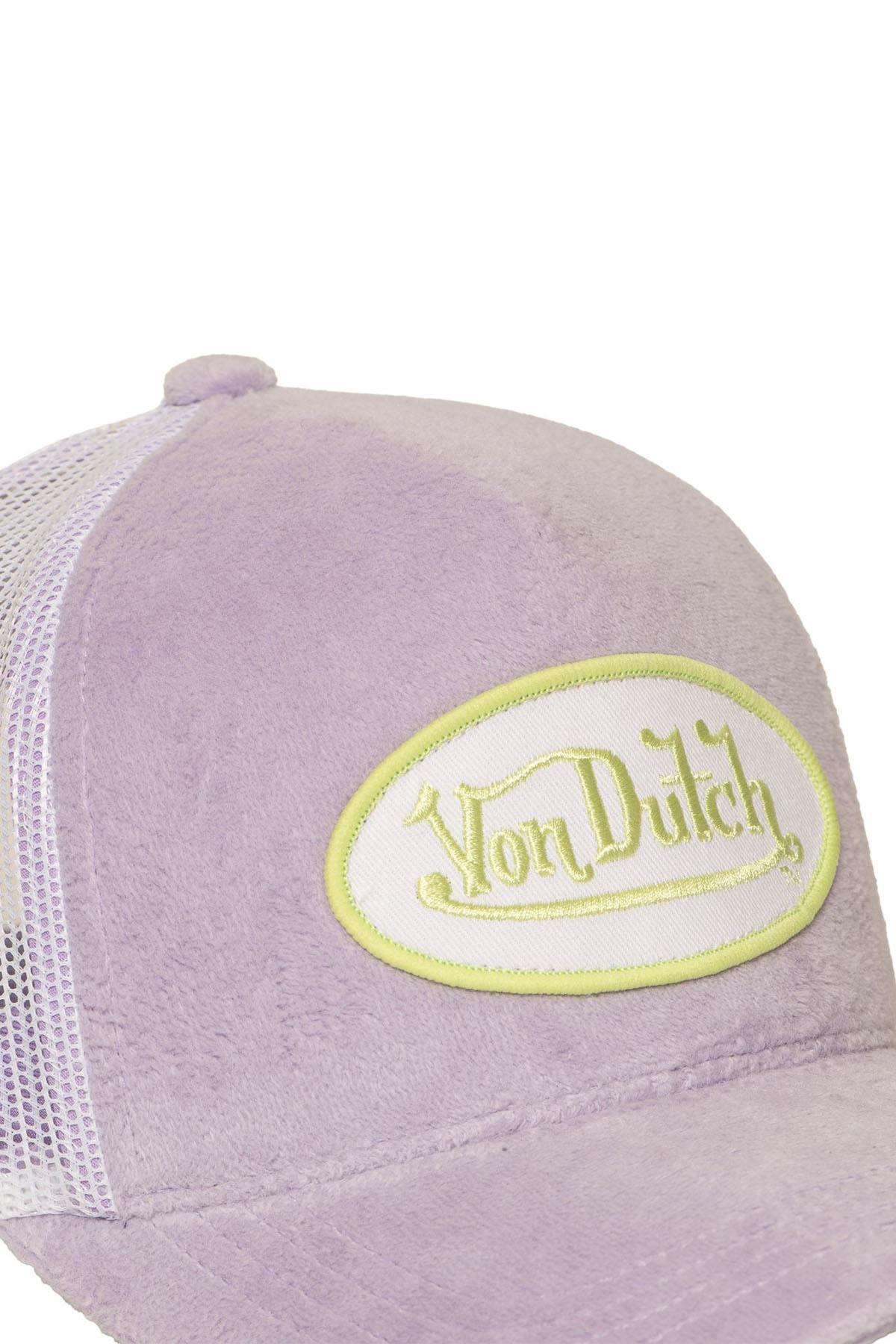 Purple velvet trucker cap with logo badge - Image n°3