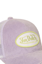 Purple velvet trucker cap with logo badge - Image n°3