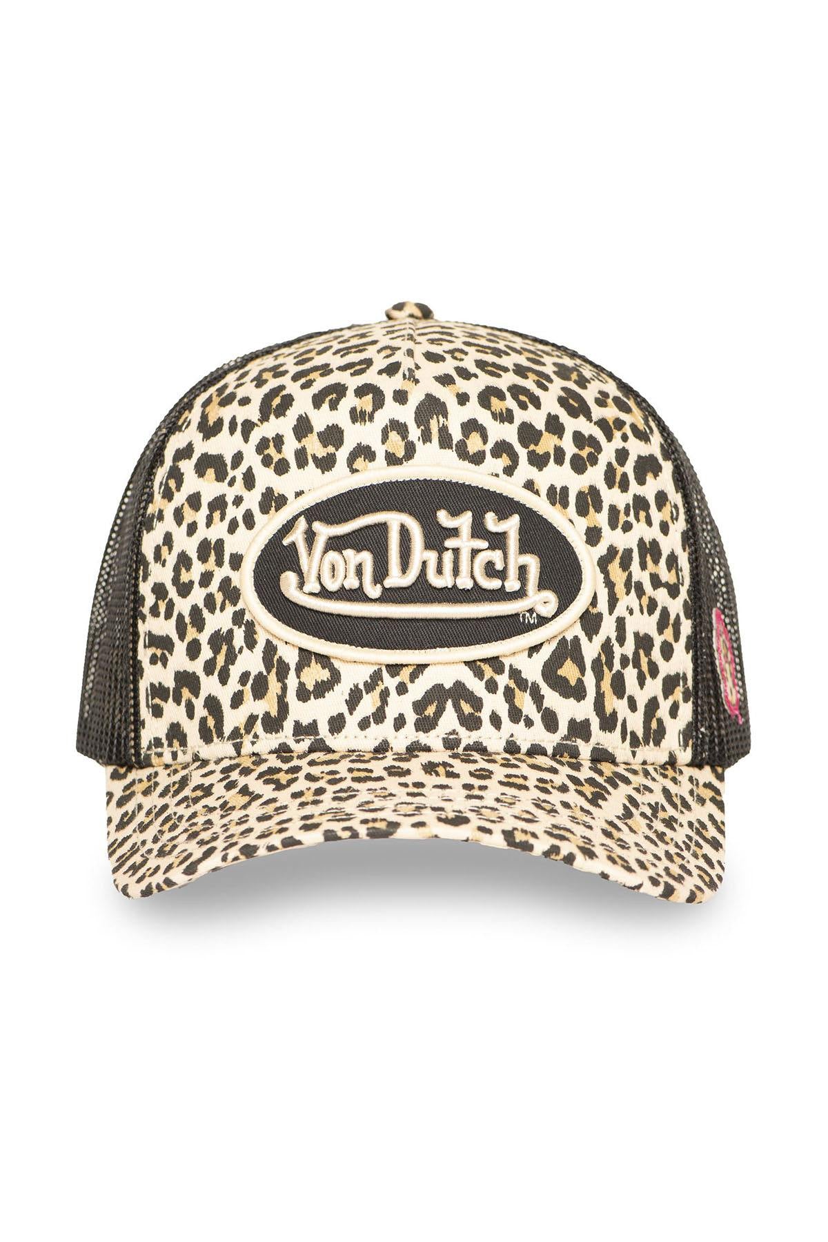 Leopard print mesh cap with logo badge - Image n°2