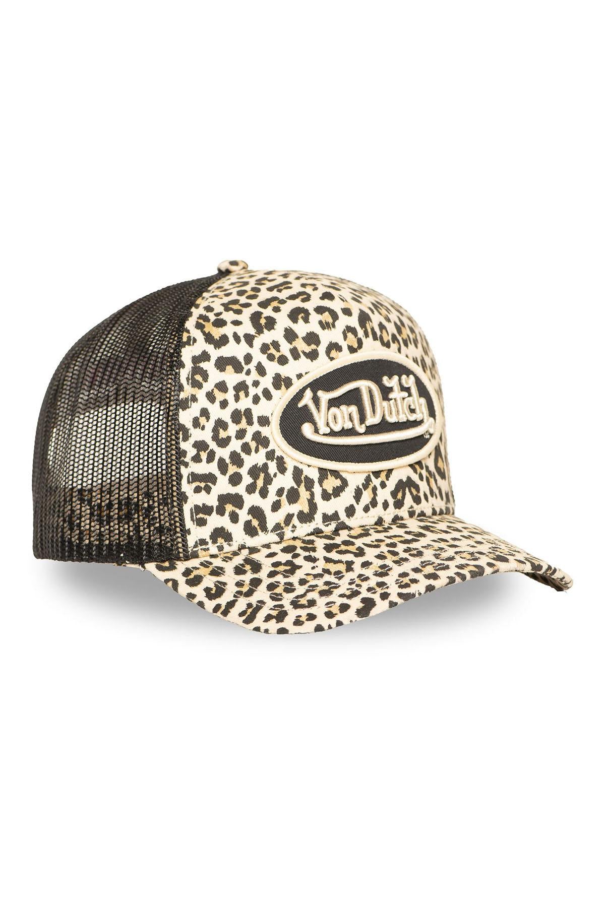 Leopard print mesh cap with logo badge - Image n°3