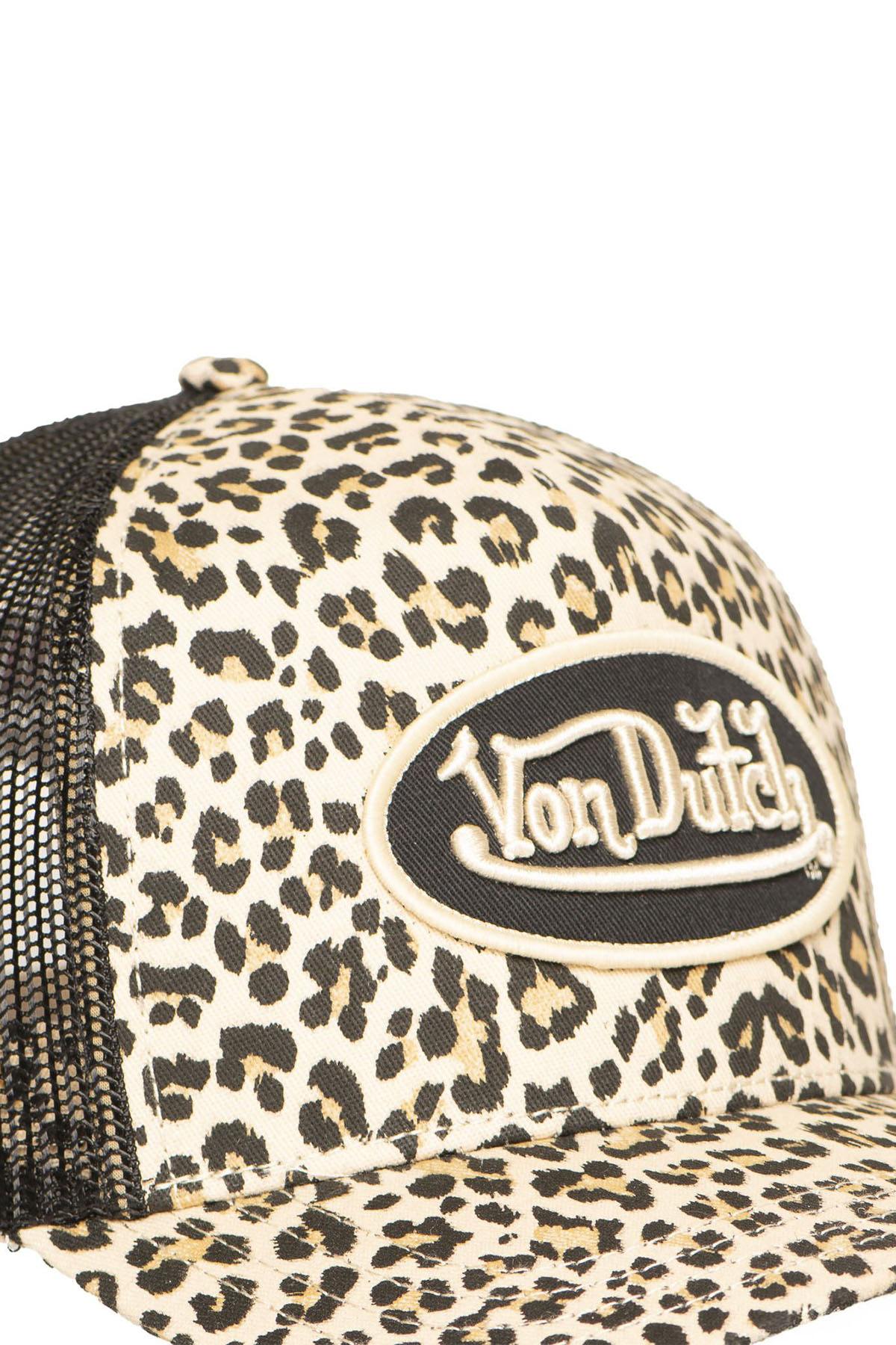 Leopard print mesh cap with logo badge - Image n°5