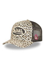 Leopard print mesh cap with logo badge - Image n°1