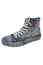blue denim high-top canvas shoes - Image n°5