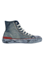 blue denim high-top canvas shoes - Image n°2