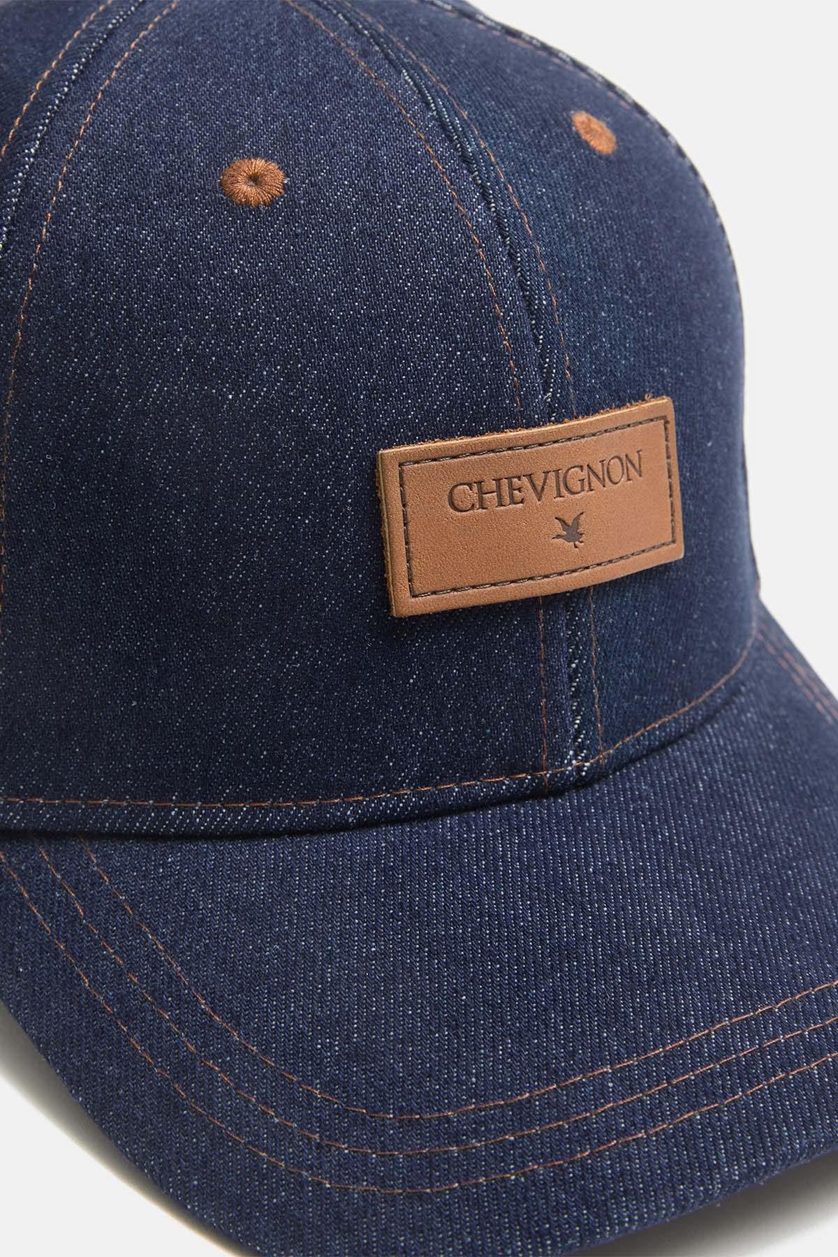 Raw denim cap with leather patch - Image n°3