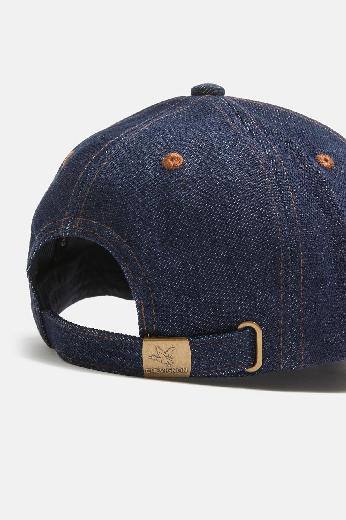 Raw denim cap with leather patch - Image n°4