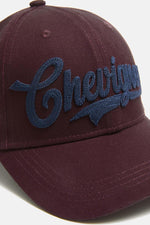 Burgundy baseball cap, 100% cotton, with navy blue 3D embroidery - Image n°3
