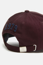 Burgundy baseball cap, 100% cotton, with navy blue 3D embroidery - Image n°4
