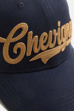 Navy blue baseball cap, 100% cotton, with yellow 3D embroidery - Image n°3