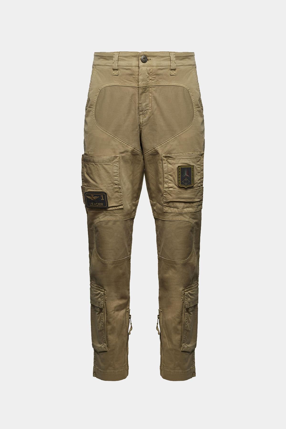 Beige cotton anti-G trousers with patches - Image n°1