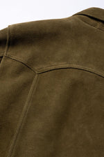 Western-style trucker jacket in olive suede leather. - Image n°10