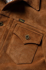 Western-style suede trucker jacket in tan - Image n°6